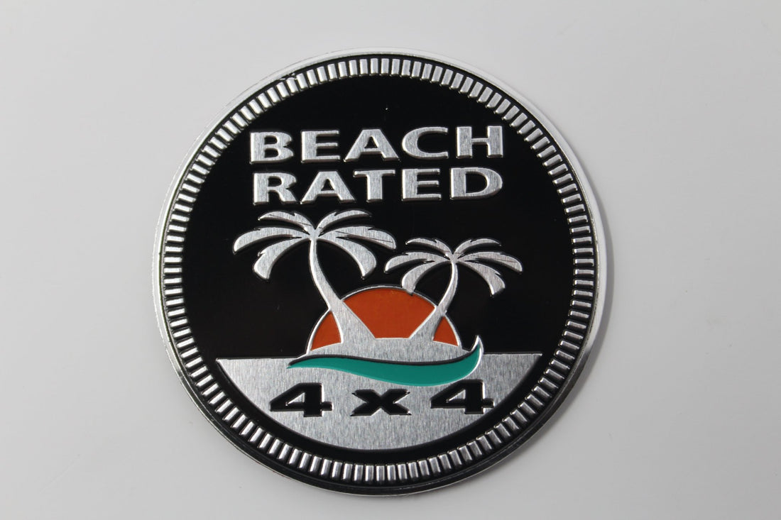 Beach Rated Jeep 4x4 3D Aluminum Badge | Jeep Vehicle Decor Accessory ...